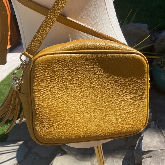 Mustard Genuine Italian Leather Crossbody Camera Bag - Picture 3 of 6